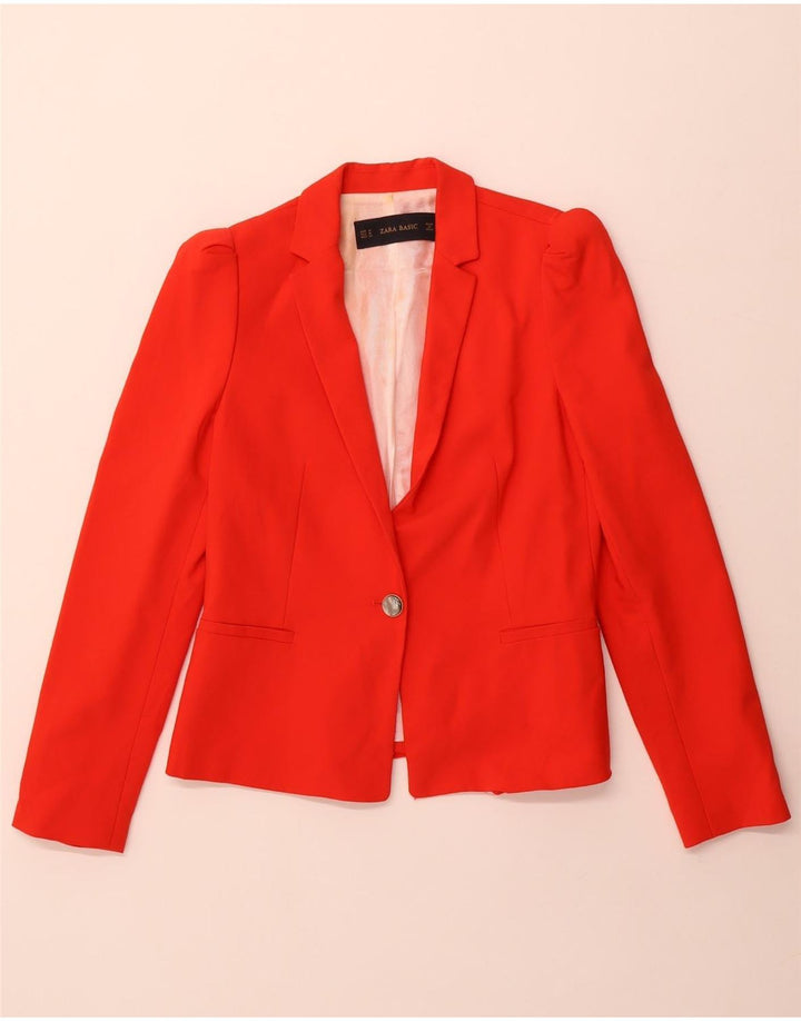 Jaqueta blazer feminina Zara com 1 botão Reino Unido 38 acetato vermelho médio