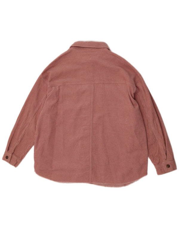 Camisa feminina de veludo cotelê Zara UK 14 médio algodão rosa