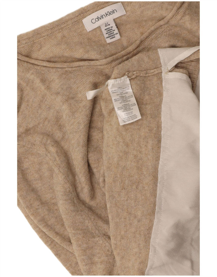 Suéter feminino CALVIN KLEIN com gola canoa e poliéster 16 grande bege