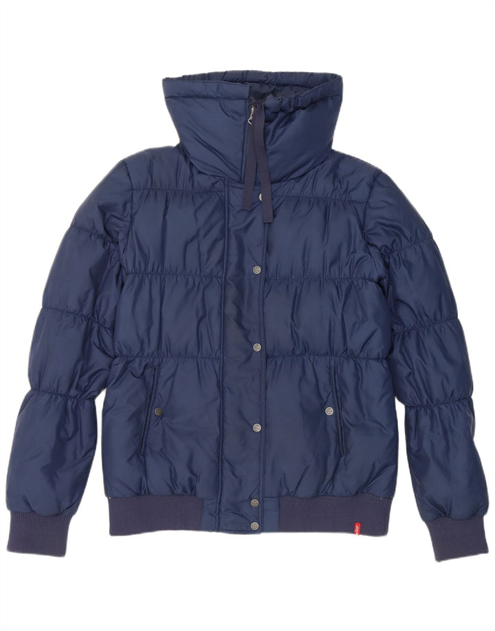 Jaqueta acolchoada feminina Levi's UK 16 grande poliéster azul marinho