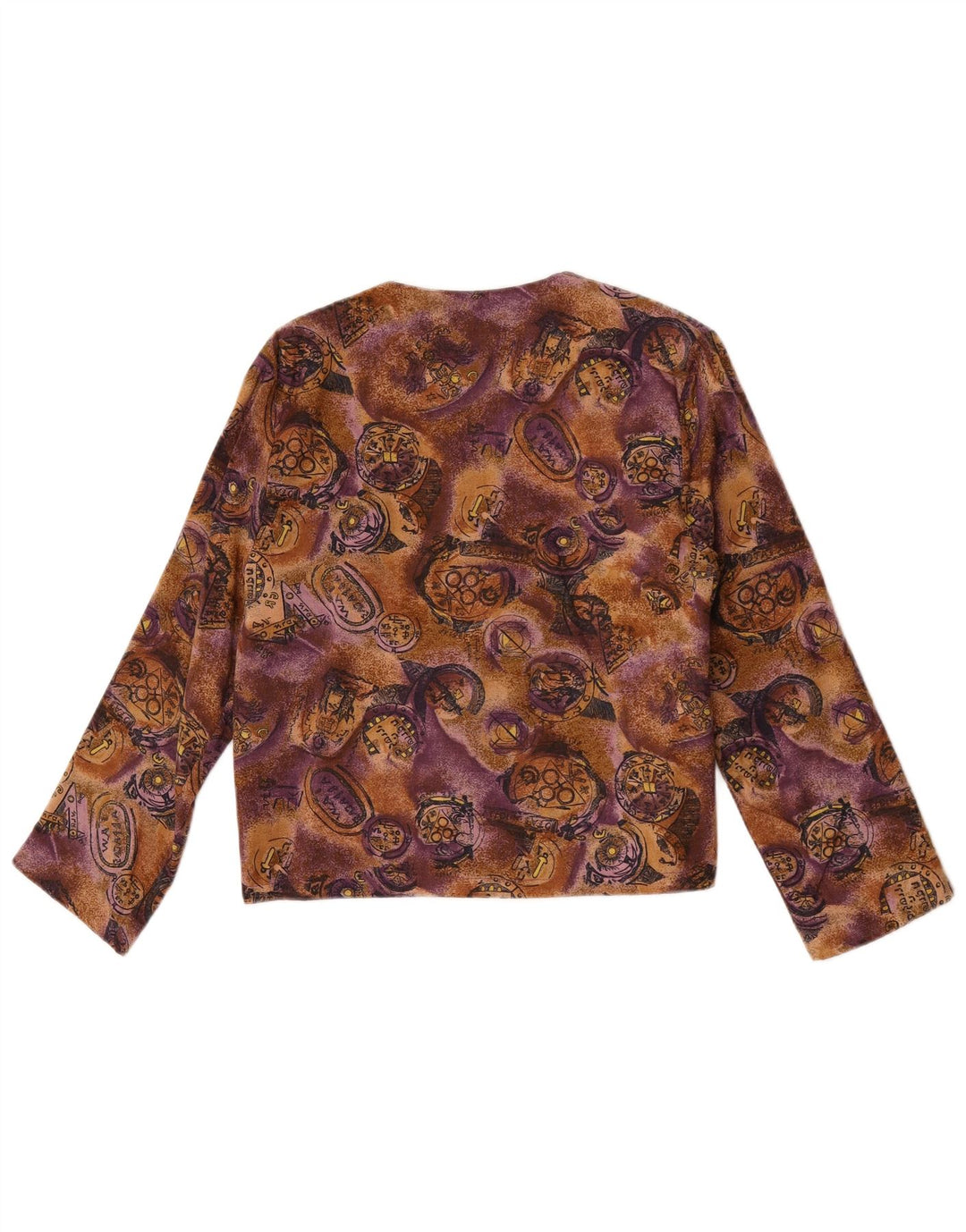 Cardigan feminino vintage UK 10 viscose multicolorida pequena