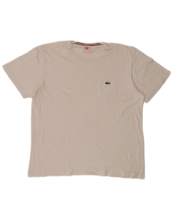 Camiseta masculina Lacoste tamanho superior 7 2XL algodão manchado branco