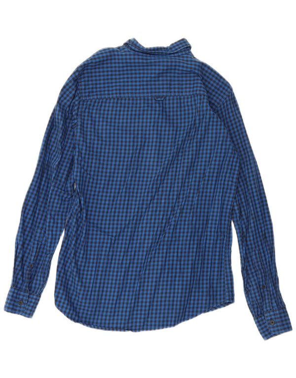 Camisa masculina Jack & Jones pequena azul algodão guingão