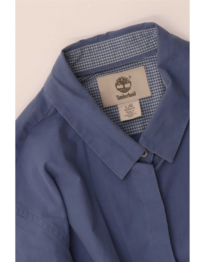 Camisa Slim Fit Feminina Timberland UK 14 Grande Azul