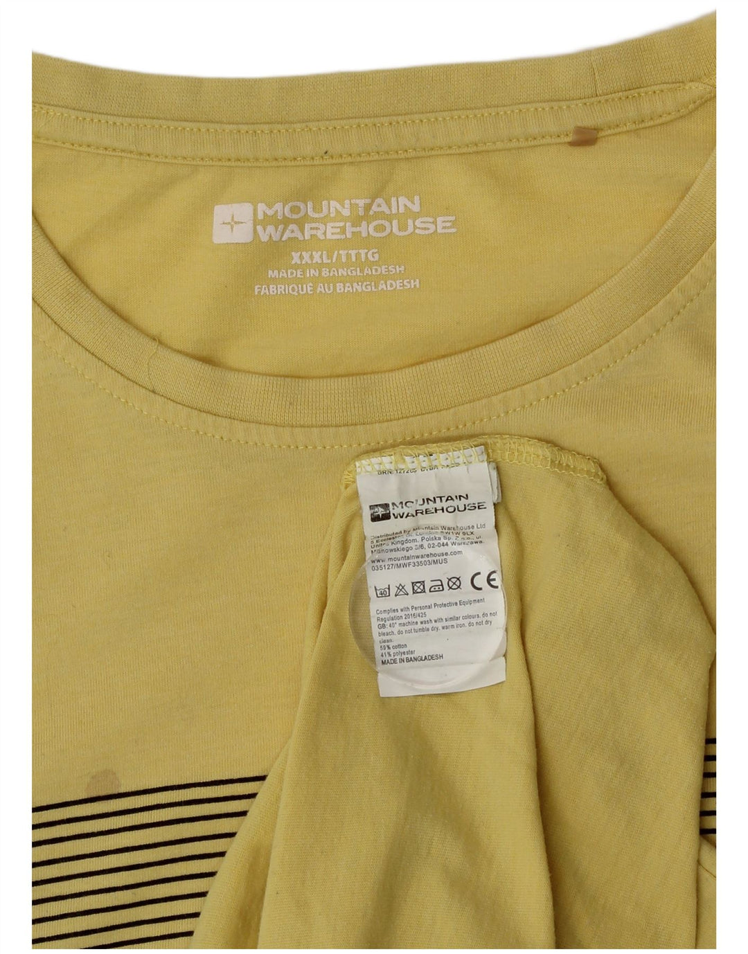 Camiseta gráfica masculina Mountain Warehouse Top 3XL de algodão amarelo