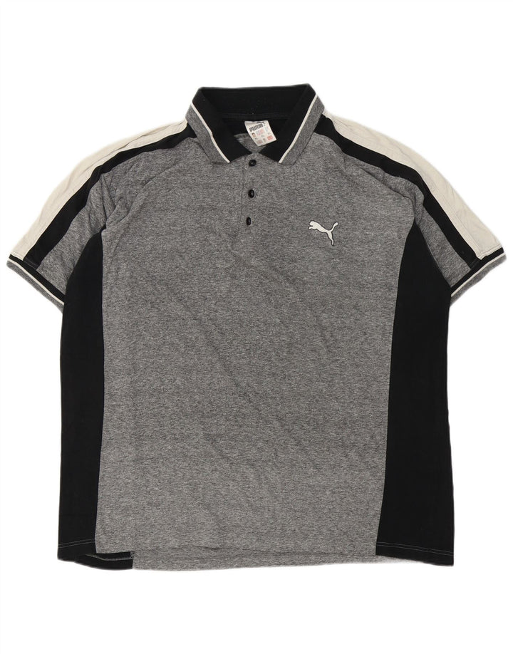 Camisa polo masculina PUMA XL cinza colorblock algodão