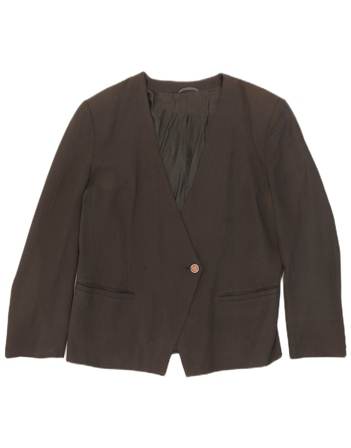 Jaqueta Blazer Feminina Vintage com 1 Botão Reino Unido 14 Acetato Preto Médio