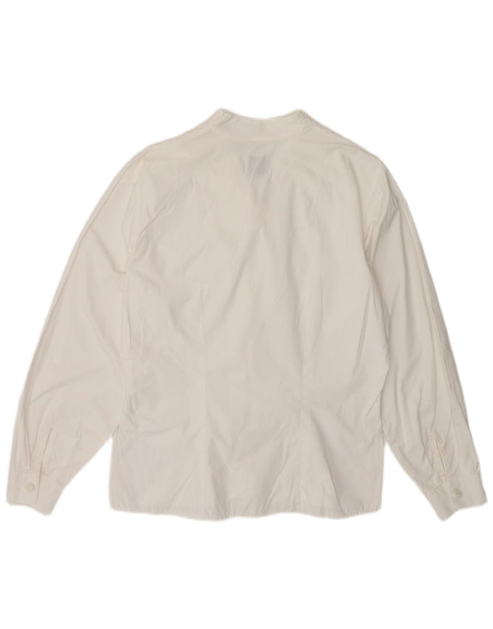 Blusa camisa feminina Benetton Reino Unido 14 algodão branco médio