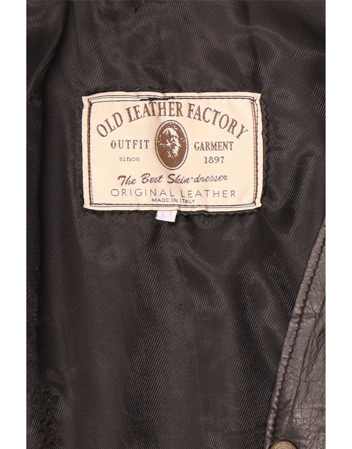 Colete de couro masculino vintage grande couro preto