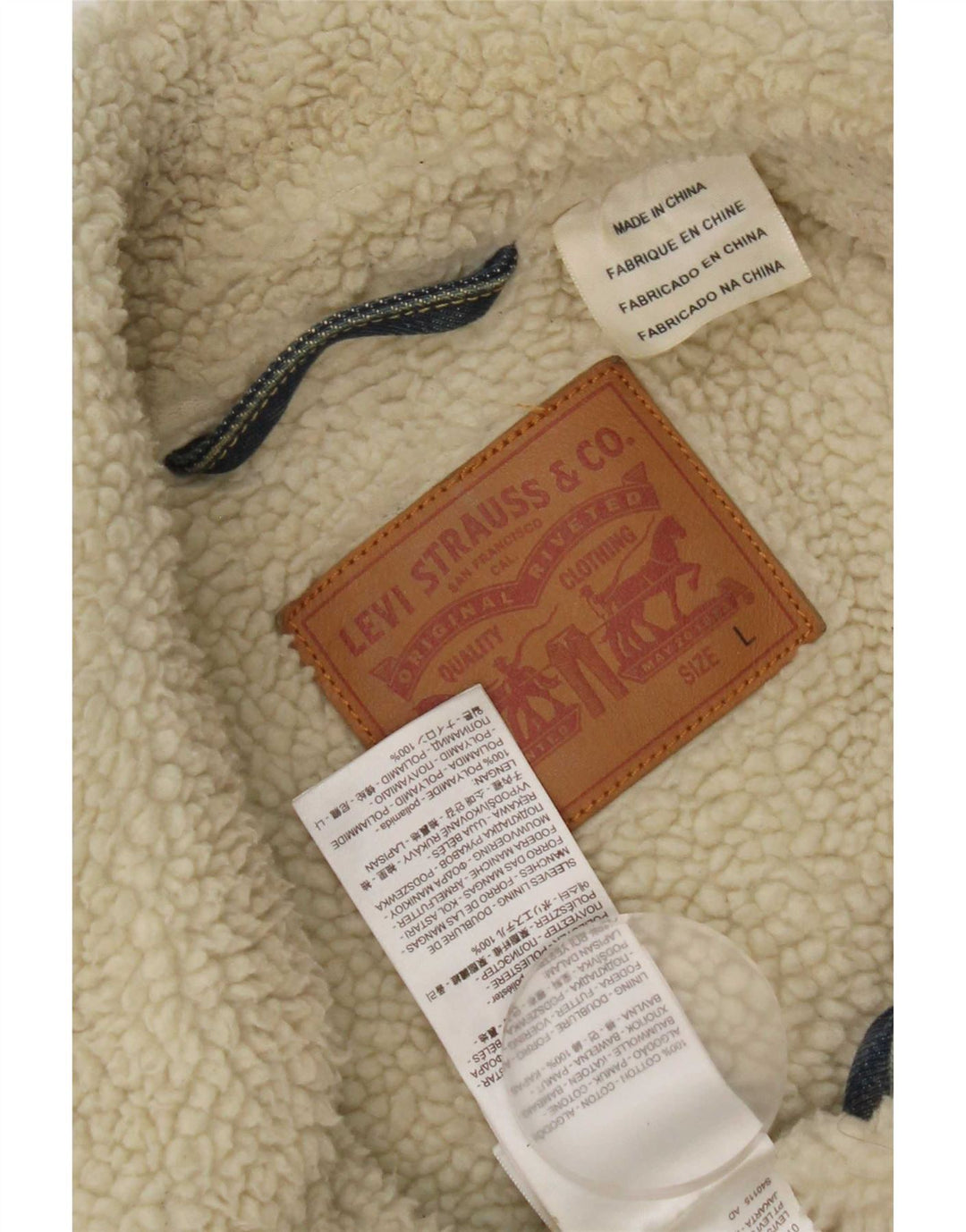 Jaqueta jeans masculina Levi's Sherpa UK 40 grande algodão azul