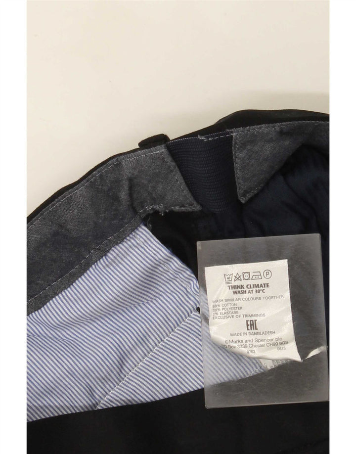 Calça masculina de terno reto Marks & Spencer W36 L29 algodão preto