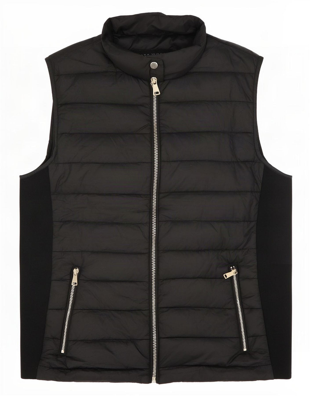 Colete acolchoado feminino Zara UK 12 poliéster preto médio