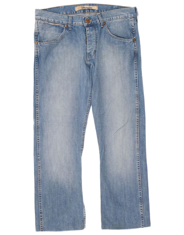 Wrangler Mens Ace Straight Jeans W33 L29 Azul Algodão