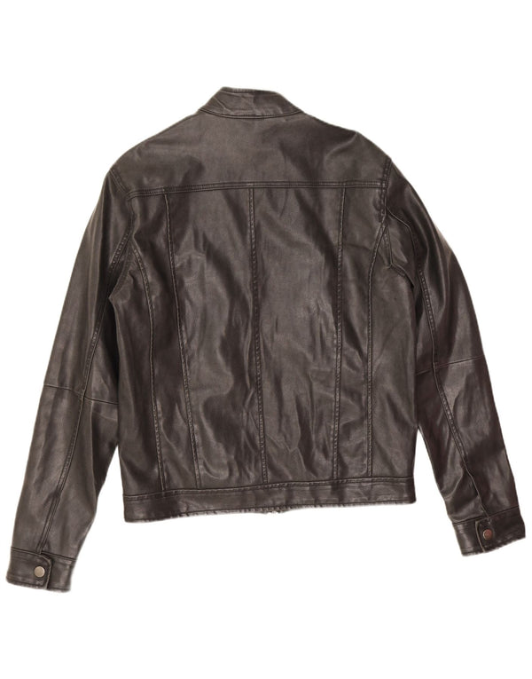 Jaqueta de couro masculina vintage UK 38 couro preto médio