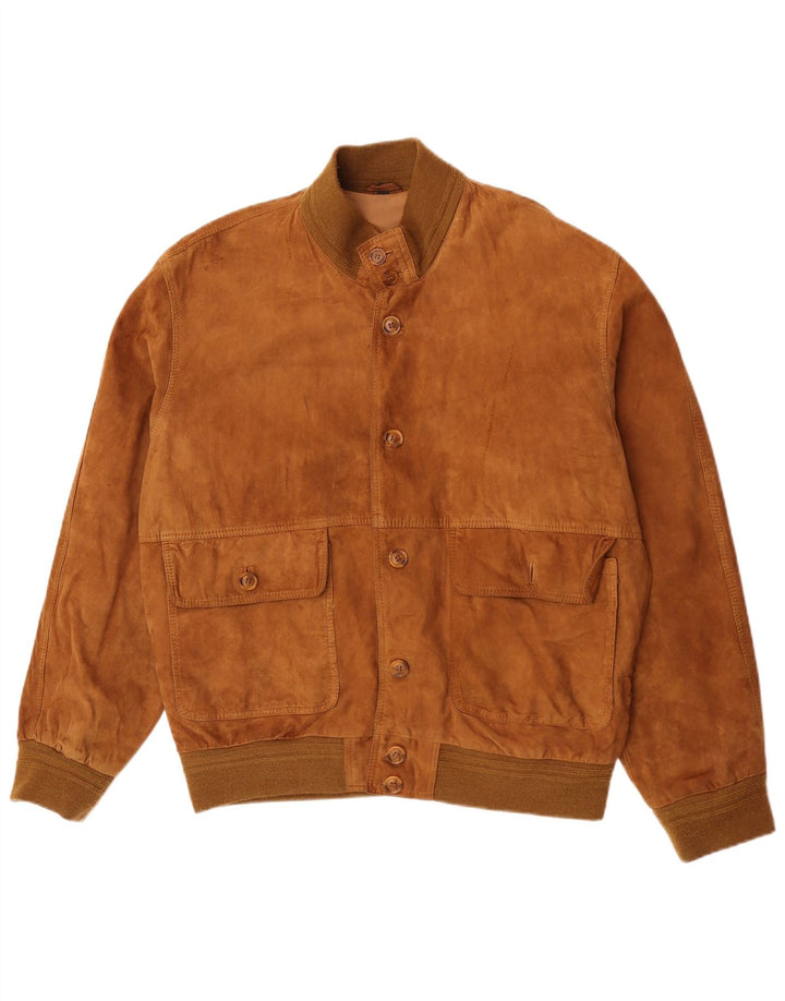 Jaqueta bomber masculina vintage de camurça IT 54 2XL bege