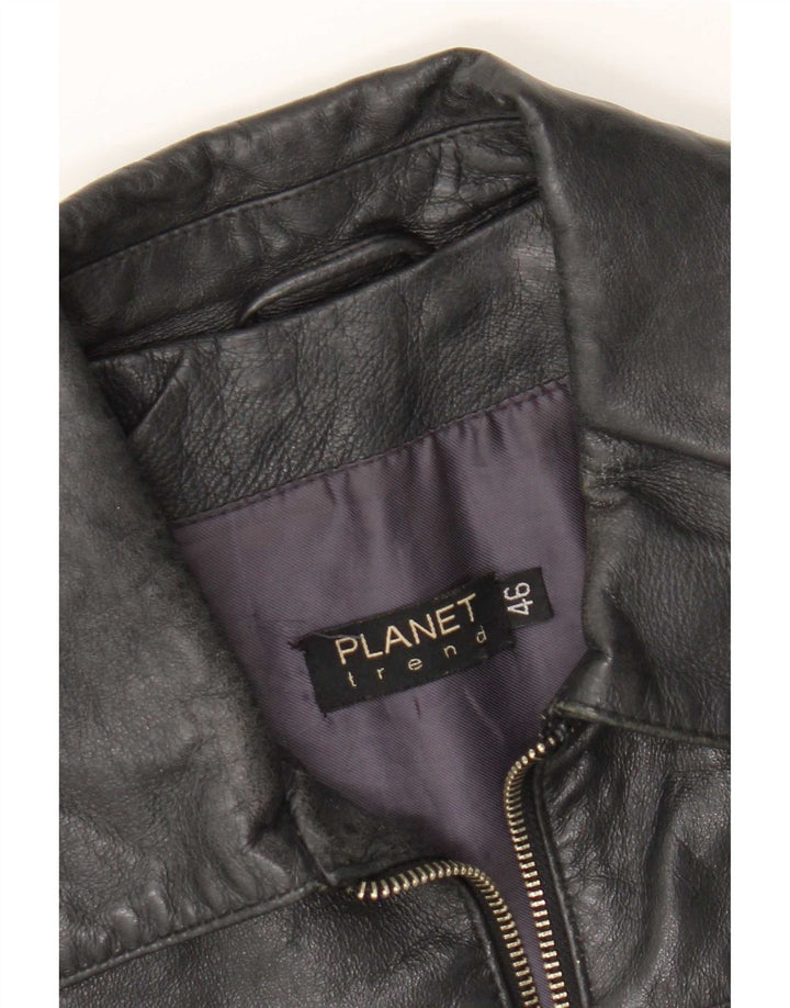 Jaqueta de couro masculina Planet IT 46 pequena couro preto