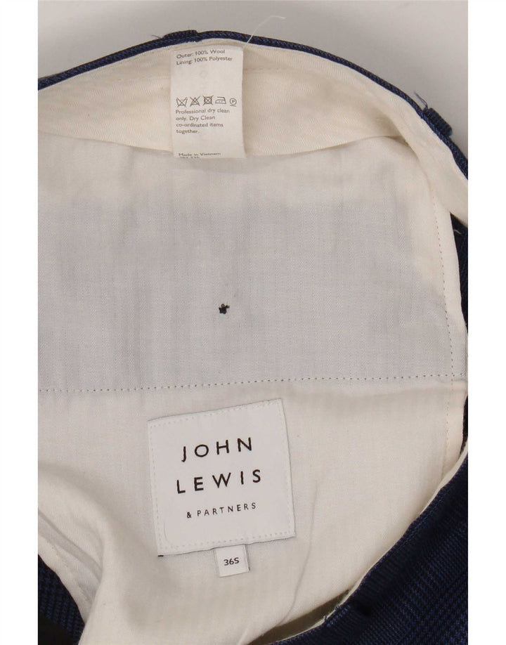 Calça masculina John Lewis de terno reto W36 L28 azul xadrez de lã