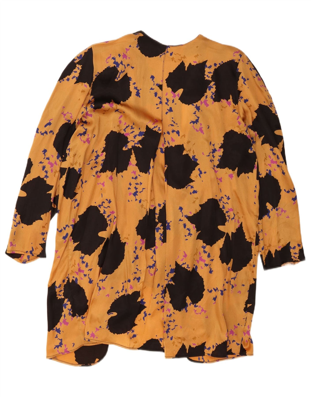 Parte superior abstrata do cardigan do teste padrão das mulheres do vintage poliéster amarelo 48 XL