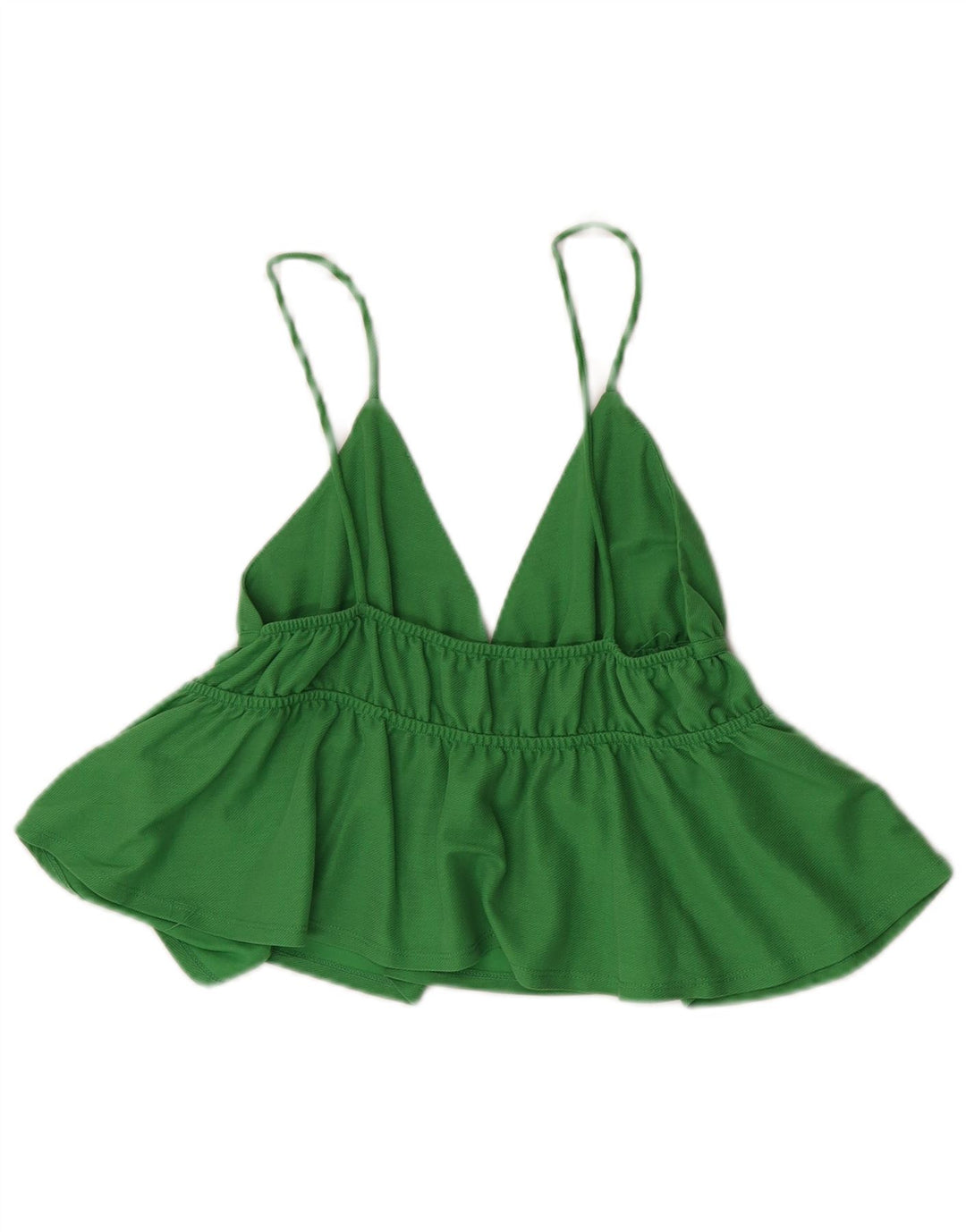 Zara Womens Crop Cami Top UK 8 Pequeno Verde Viscose