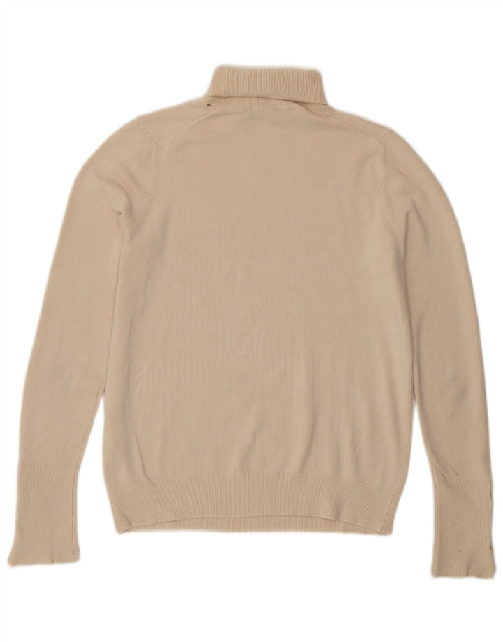 Suéter feminino Zara com gola redonda e viscose branca média UK 12
