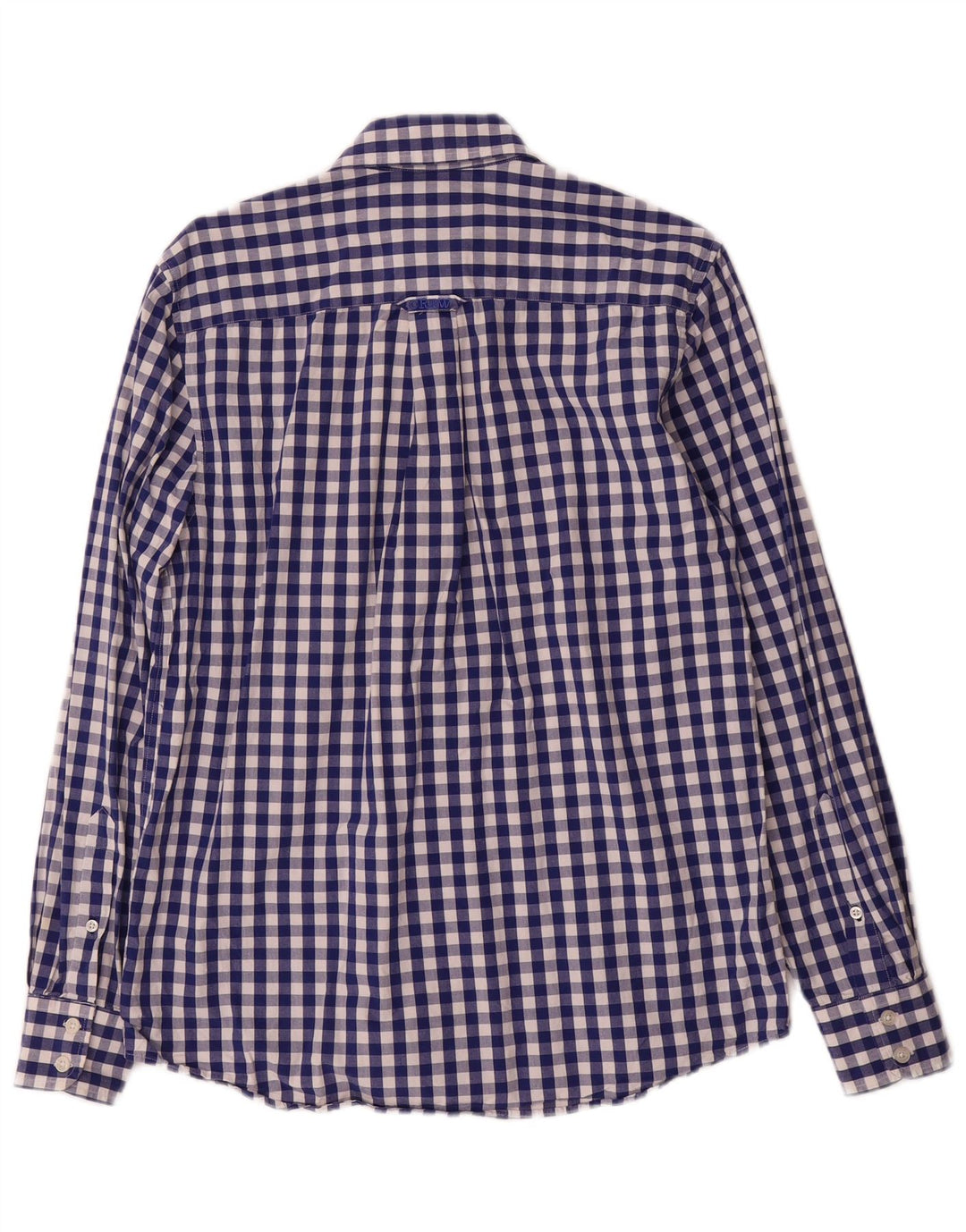 Crew Clothing Camisa masculina pequena azul algodão guingão