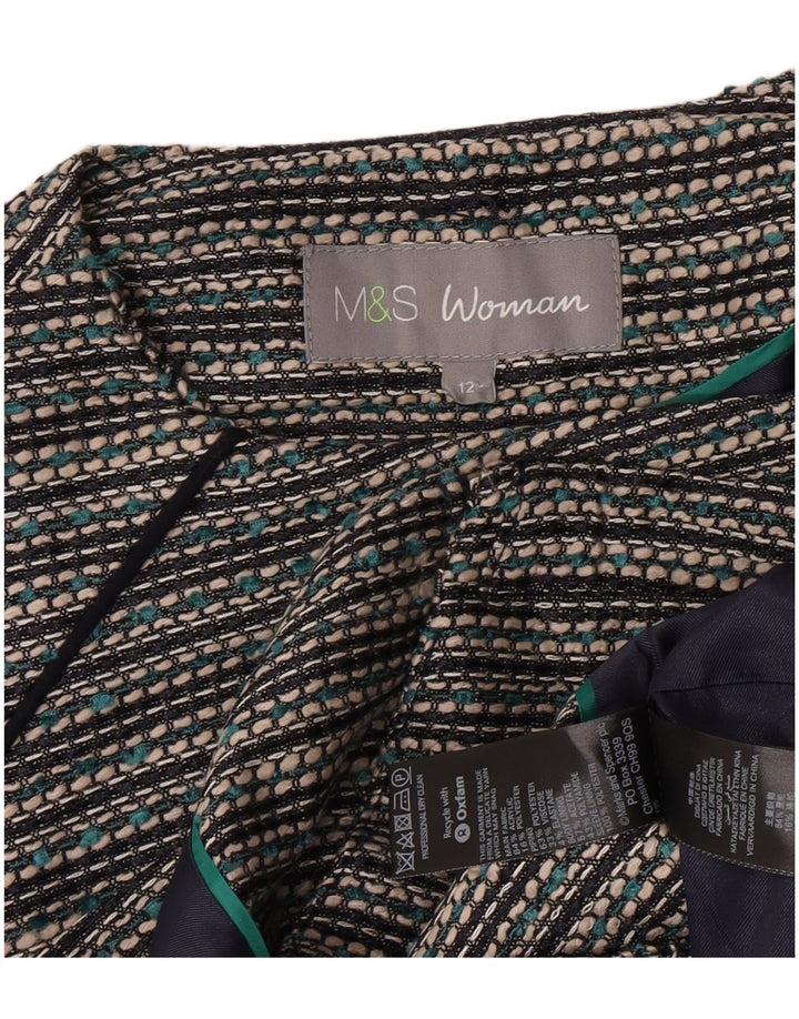 Jaqueta blazer feminina Marks & Spencer Reino Unido 12 acrílico listrado cinza médio