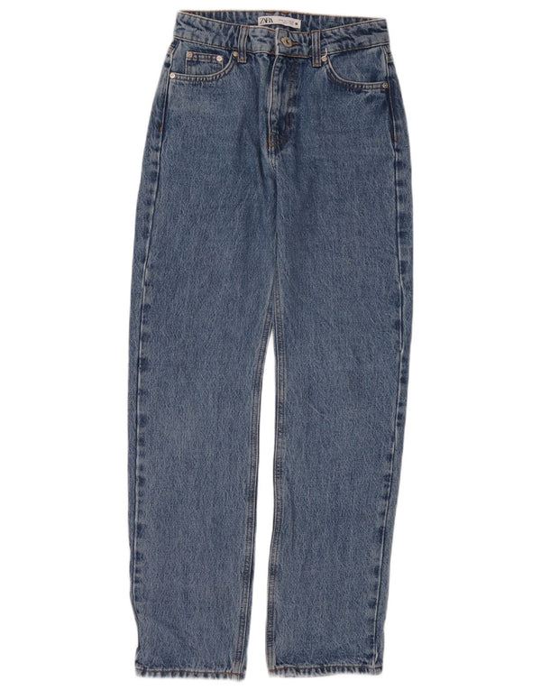 Calça jeans reta feminina Zara EU 34 2XS W24 L30 Azul