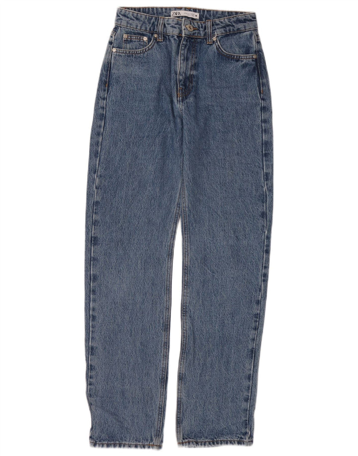 Calça jeans reta feminina Zara EU 34 2XS W24 L30 Azul