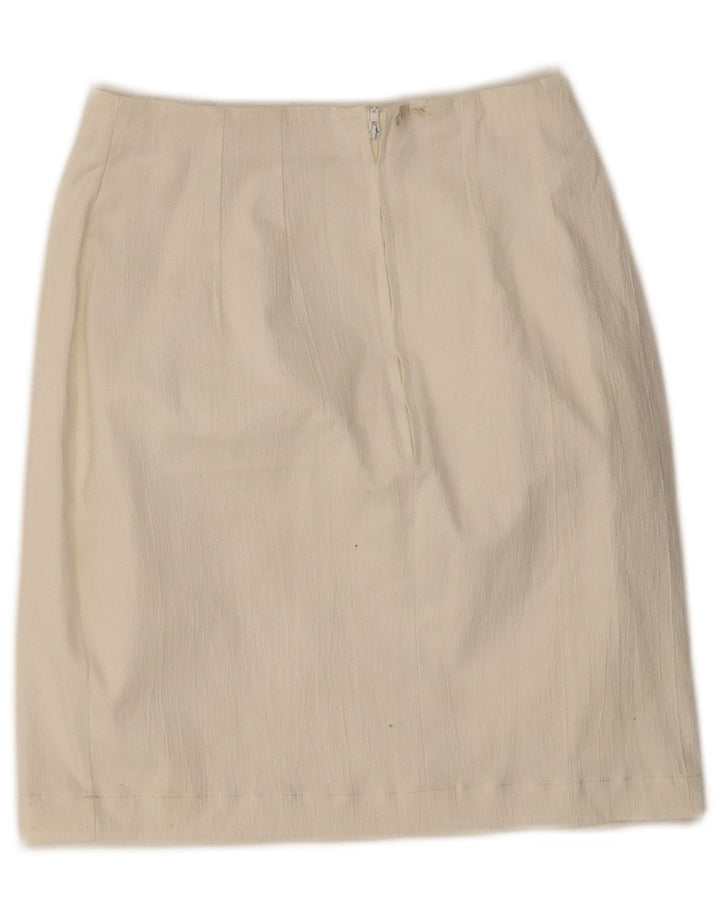 Mini saia lápis feminina Marks & Spencer Reino Unido 10 pequena W25 poliéster branco