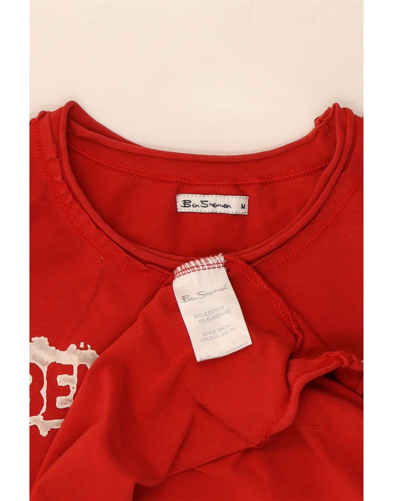 BEN SHERMAN Womens Graphic T-Shirt Top UK 12 Medium Red Cotton Vintage Ben Sherman and Second-Hand Ben Sherman from Messina Hembry 