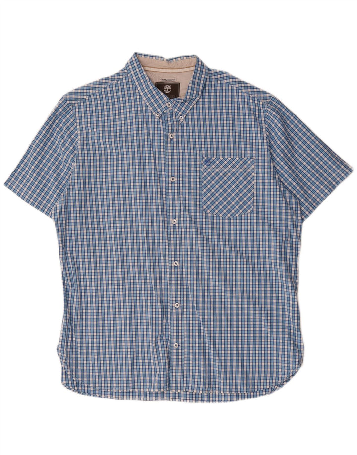 Camisa masculina Timberland Earthkeepers de manga curta regular fit 2XL azul xadrez