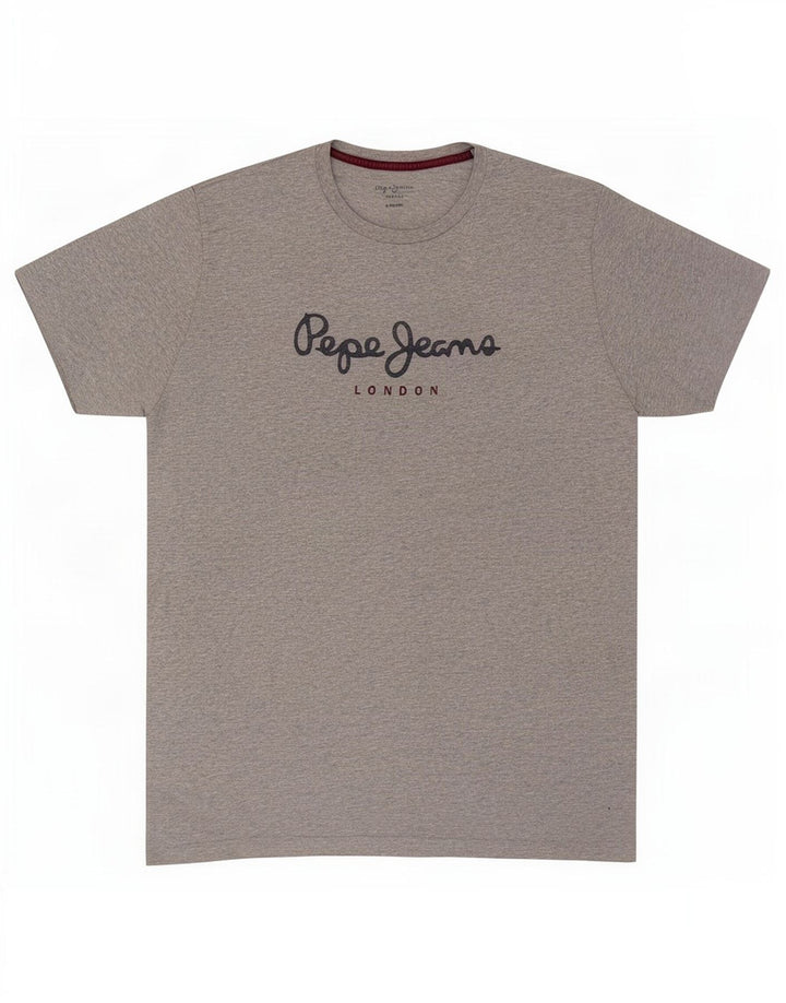 Camiseta masculina PEPE Jeans com estampa regular, algodão manchado cinza médio