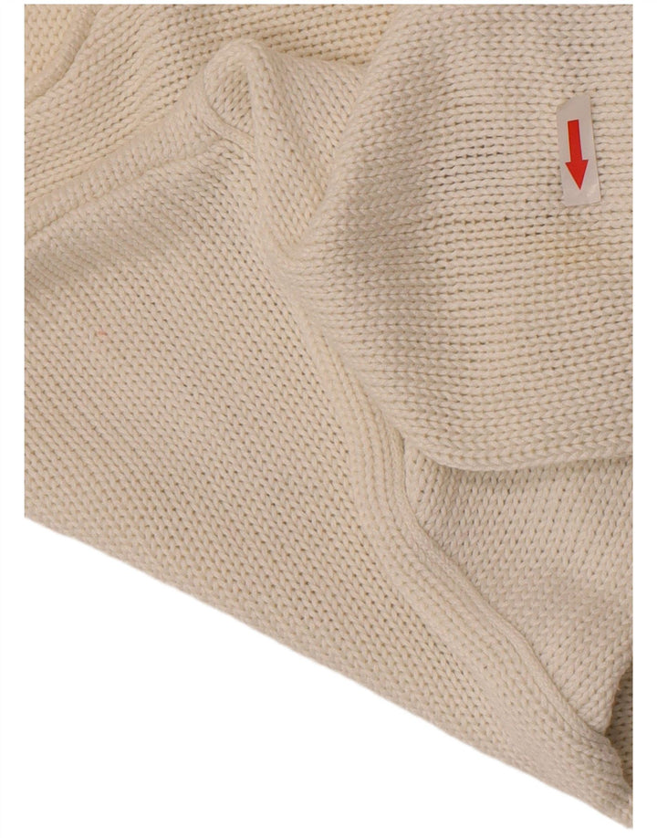 Suéter feminino vintage com decote em V gráfico Reino Unido 14 médio branco