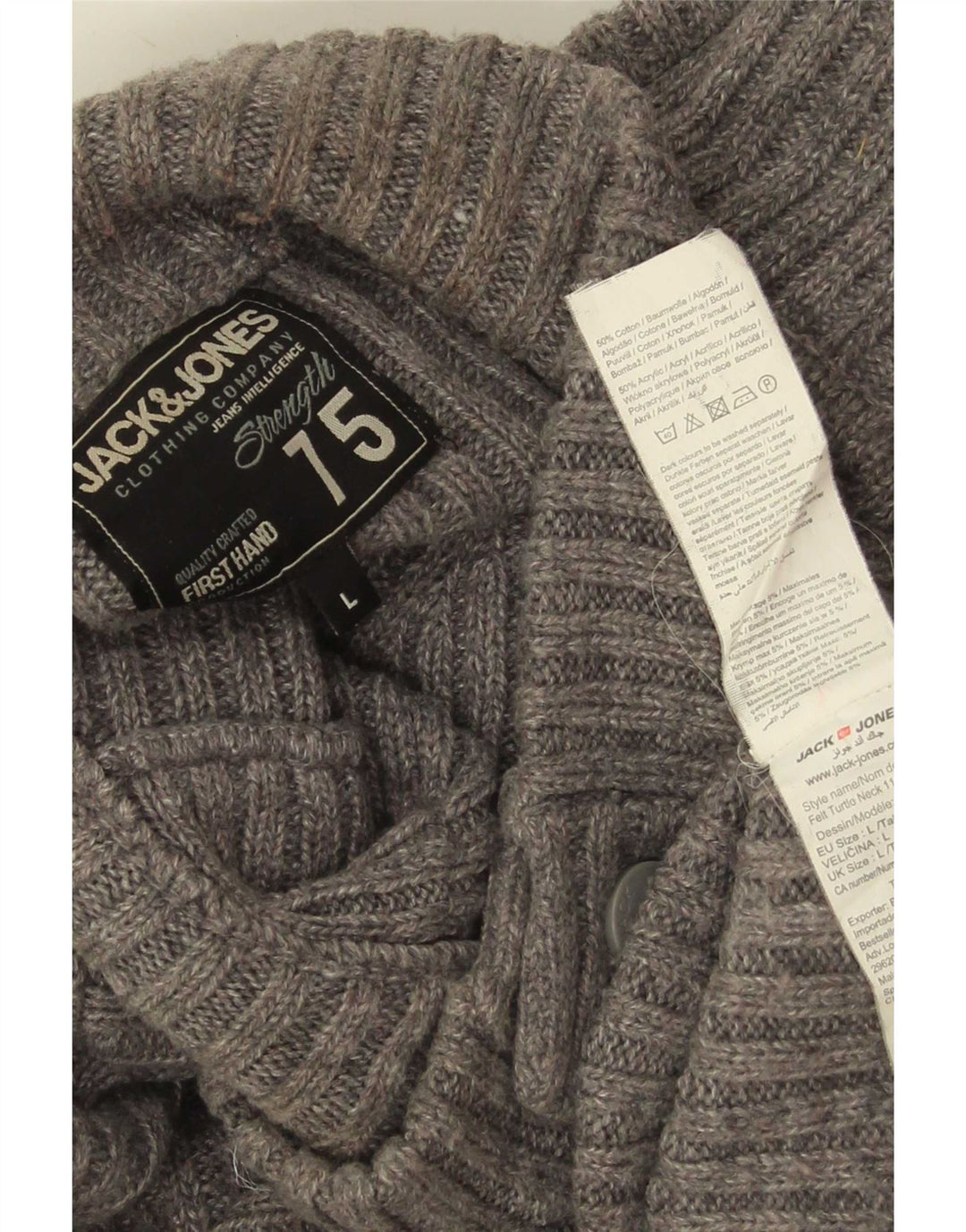 Suéter masculino Jack & Jones com gola redonda e algodão cinza grande