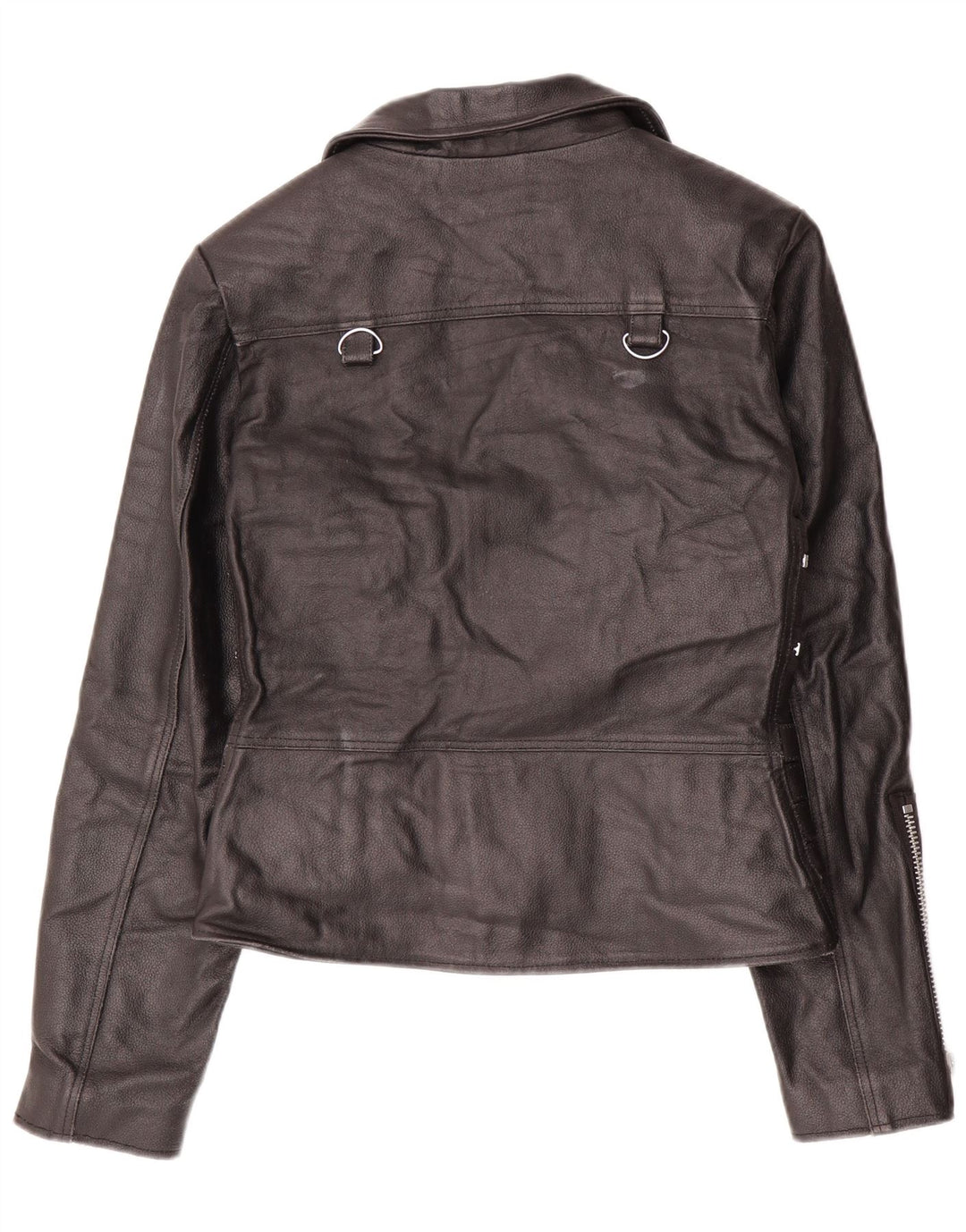 Jaqueta feminina de couro VINTAGE para motociclista Reino Unido 12 couro preto médio