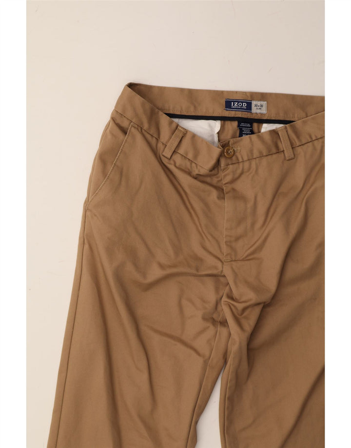 IZOD Mens Slim Chino Trousers W30 L30 Brown Cotton Vintage Izod and Second-Hand Izod from Messina Hembry 