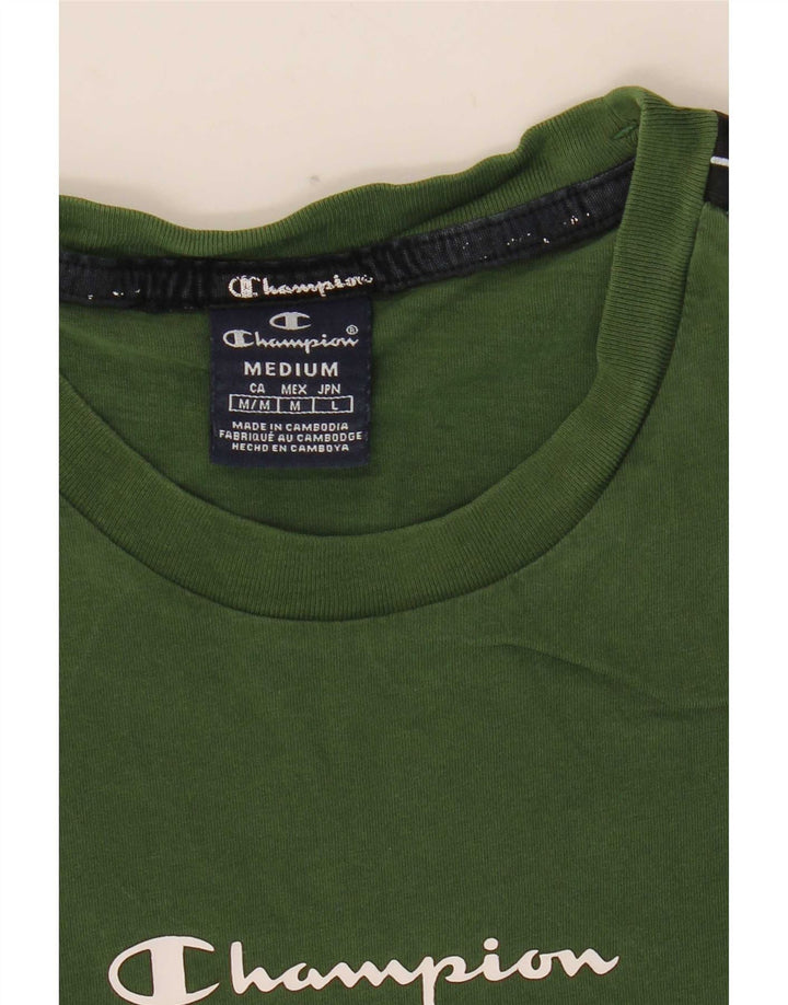 Camiseta gráfica masculina Champion Top médio verde colorblock
