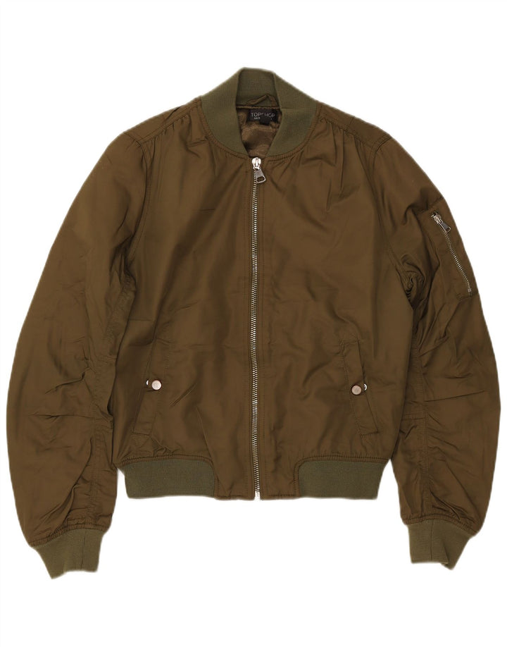 Jaqueta bomber feminina superdimensionada TOPSHOP Reino Unido 10 poliéster cáqui pequeno
