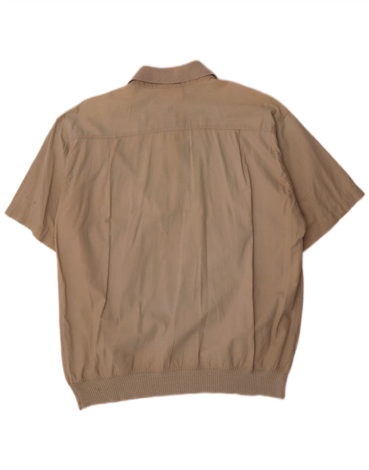 Camisa pulôver masculina de manga curta Malagrida de algodão cáqui médio