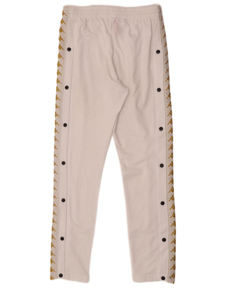 Kappa Mens Graphic Calças de treino pequeno poliéster branco