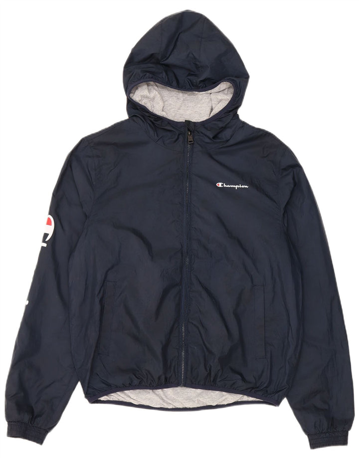 Jaqueta de chuva com capuz para meninos Champion 15-16 anos 2XL poliéster azul marinho