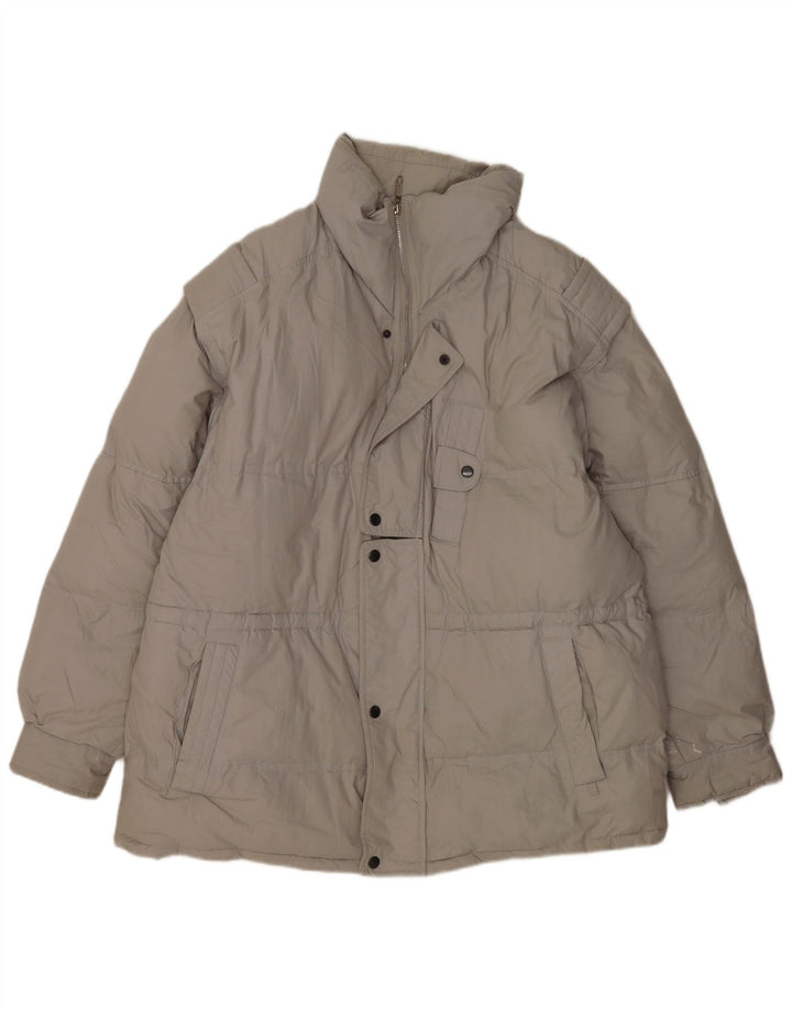 Jaqueta acolchoada masculina vintage UK 44 2XL algodão cinza