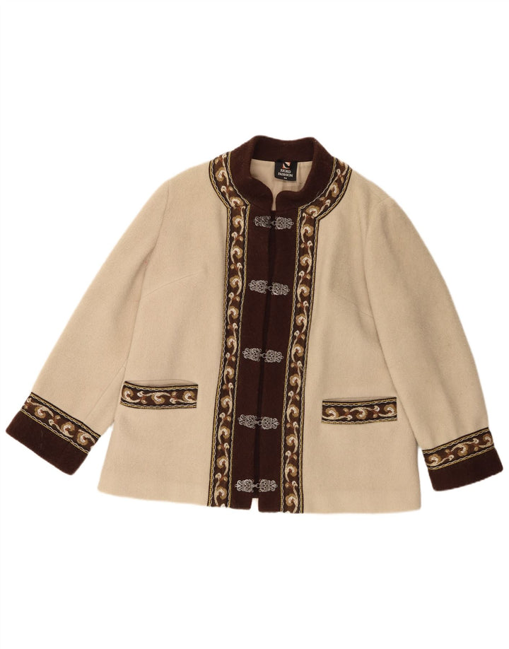 Jaqueta blazer feminina Fjord EU 44 XL bege Fair Isle lã retrô