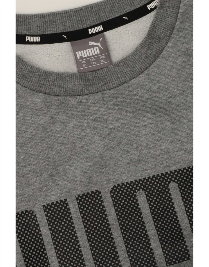 Puma masculino gráfico moletom jumper 2XL cinza manchado