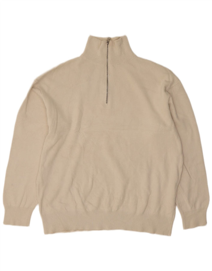 Suéter masculino Zara com zíper e gola XL algodão bege
