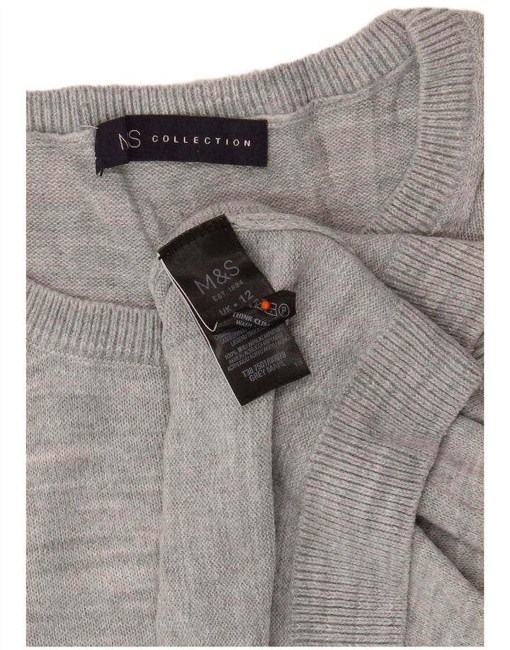 Suéter feminino MARKS & SPENCER com gola redonda e gola redonda Reino Unido 12 cinza médio