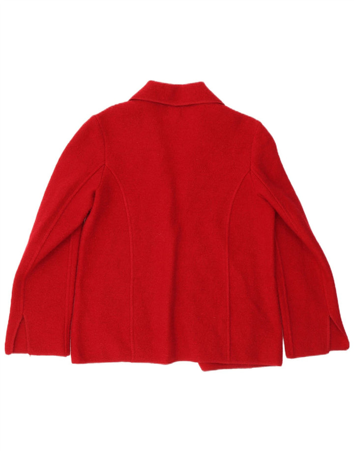 Jaqueta blazer feminina VINTAGE com 1 botão Reino Unido 14 lã floral vermelha média