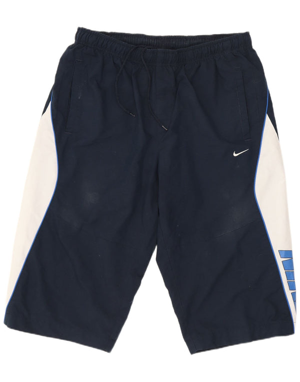 Shorts esportivos gráficos masculinos Nike grande azul marinho colorblock poliéster esportivo