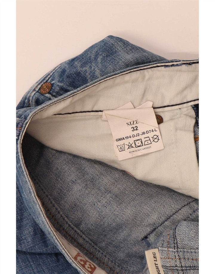 Guess Mens Straight Jeans W32 L35 Azul Algodão