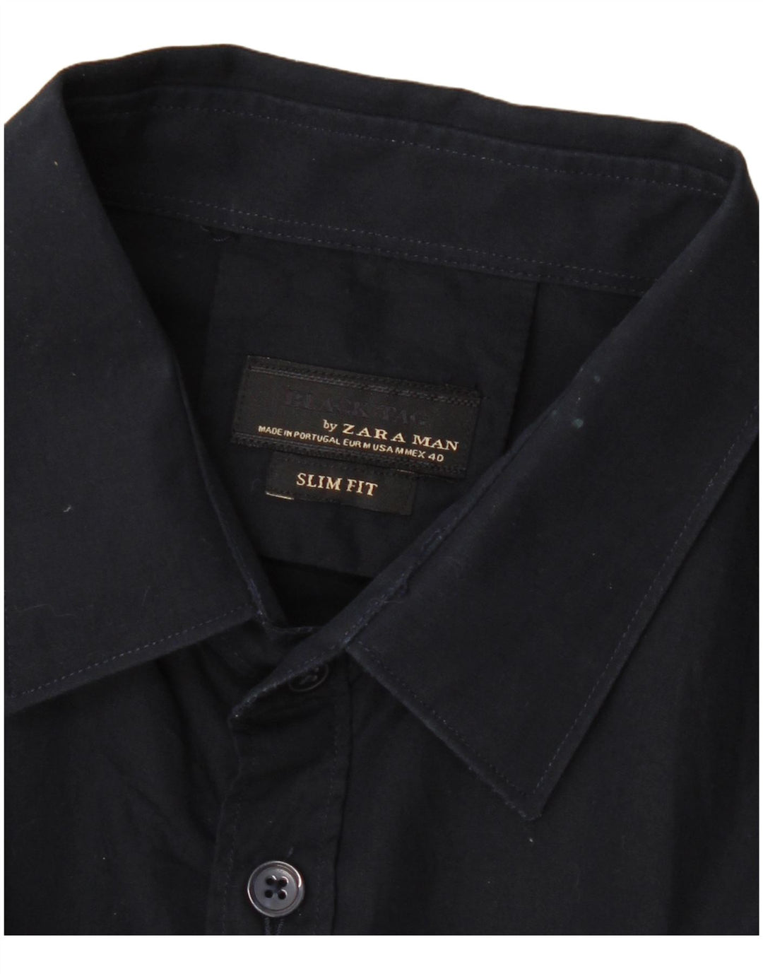 Camisa masculina ZARA Slim Fit médio azul marinho colorblock